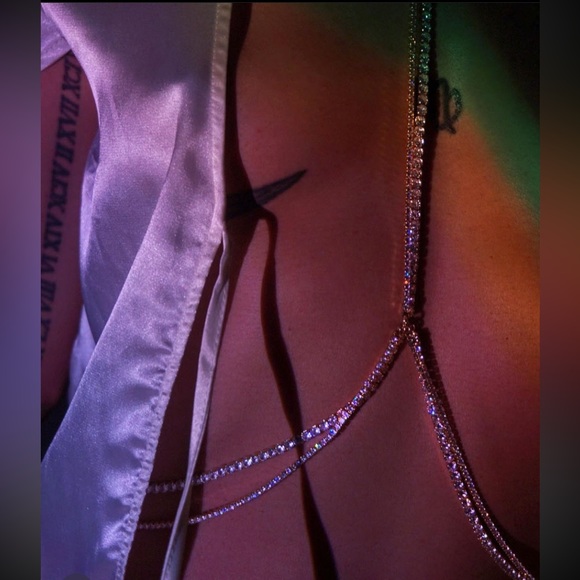 Rhinestone gold body jewelry chain 2mm crystal Medium x1 - Picture 5 of 7